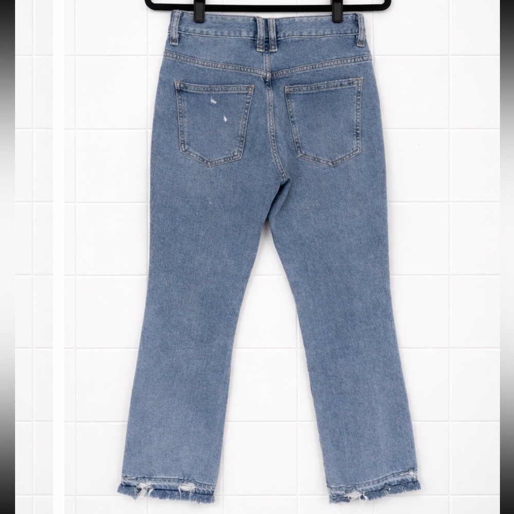 Free People We The Free High Rise Straight Leg Jeans Button Fly Distressed 26 - Picture 3 of 5